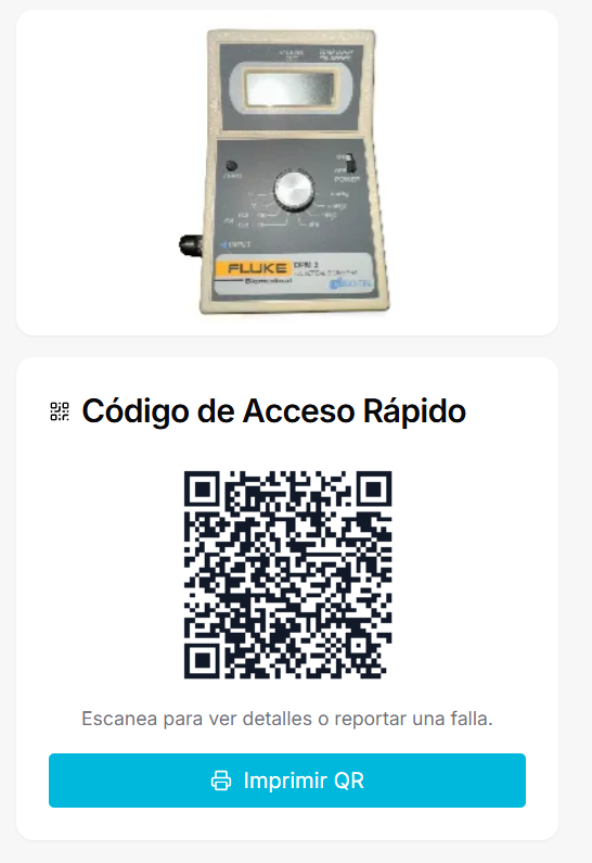 Equipo etiquetado con código QR